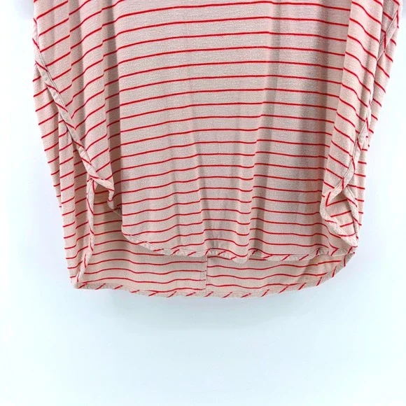 Soma Essential Tee Women's Pink Red Stripe Dolman Sleeve Hi Low Top Large Cozy - Picture 4 of 6